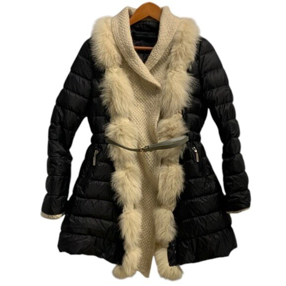 Ermanno Scervino Women’s 40 US 4 Black Jacket Fur Trim Italy Designer Coat - Picture 1 of 14